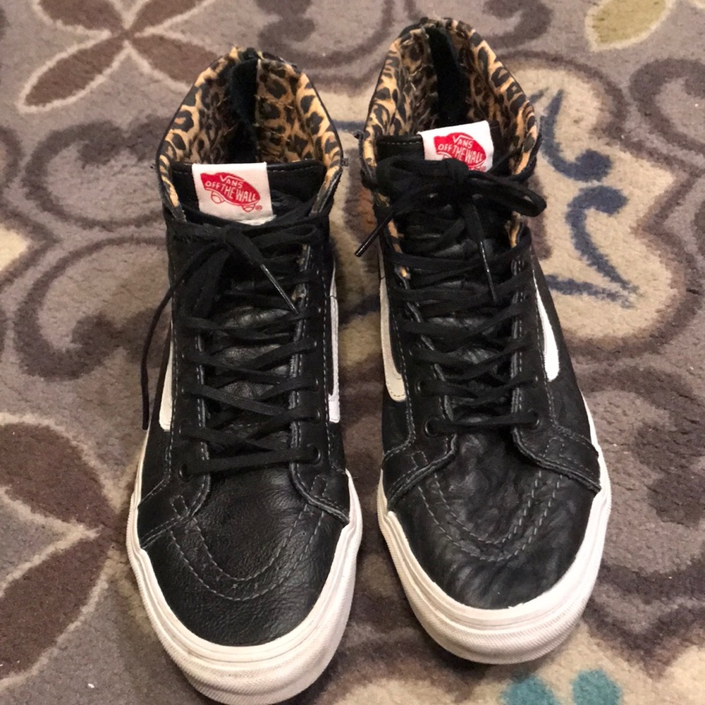 Black Leather High Top Vans